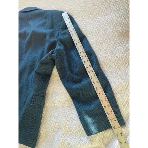 Baumler Mens Lambswool Herringbone Blazer Sport Coat Teal Blue Sz L Austria Made - Picture 8 of 15